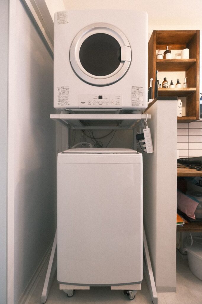 乾太くんを洗濯機上に専用台で置く場合は要注意│快適に使うには高さが 